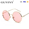 GUVIVI Top selling sunglasses knit mirror Womens sunglasses trendy metal round Sunglasses uv400