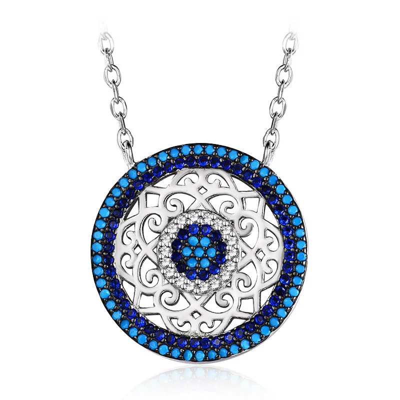 

Ebay Hot Selling Handmade 925 Sterling Silver Jewelry Turquoise Zircon Greek Evil Eye Necklace Designs
