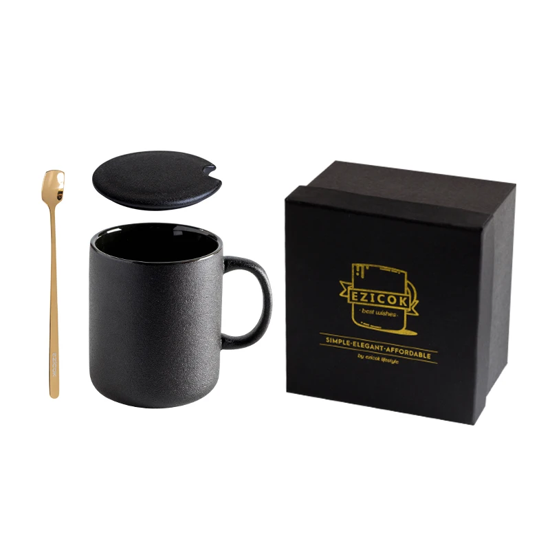 Custom Black Coffee Mugs With Spoon Gift Box Ceramics Mug - Buy ...