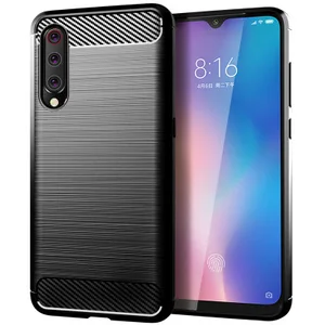 2019Shockproof Mobile Phone  Carbon Fiber TPU Soft Case Back Cover for Xiaomi 9
