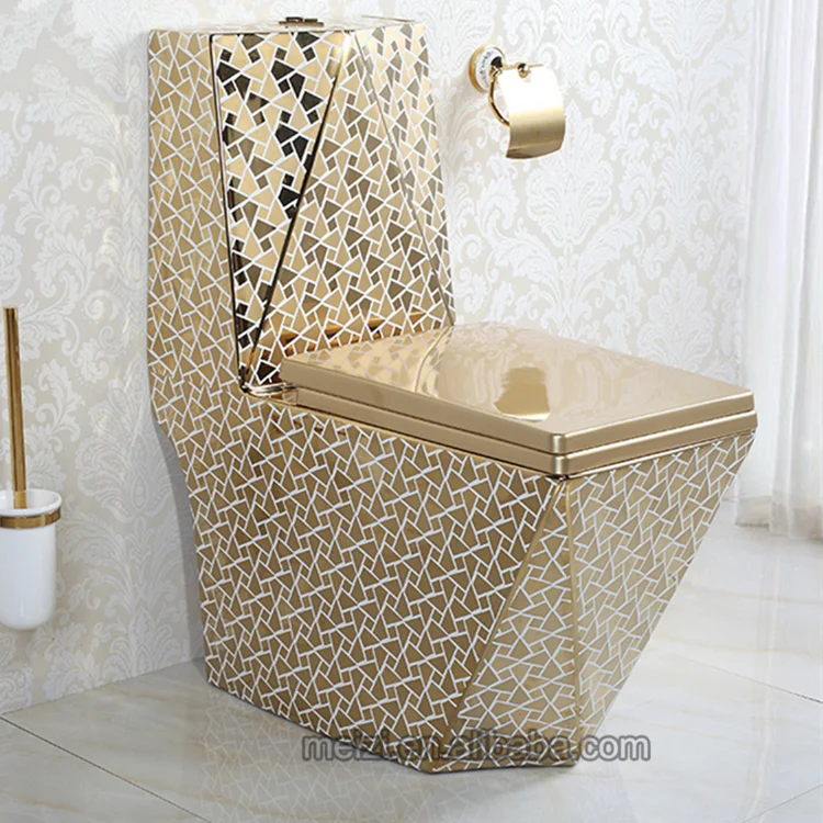 luxury gold ceramic one piece toilet bowl