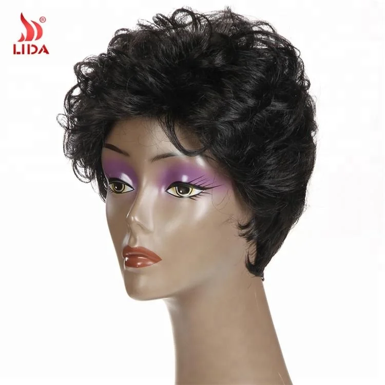 
Lida Japan kanekalon fiber natural wave synthetic wig,Short Curly 100% kanekalon fiber wig 