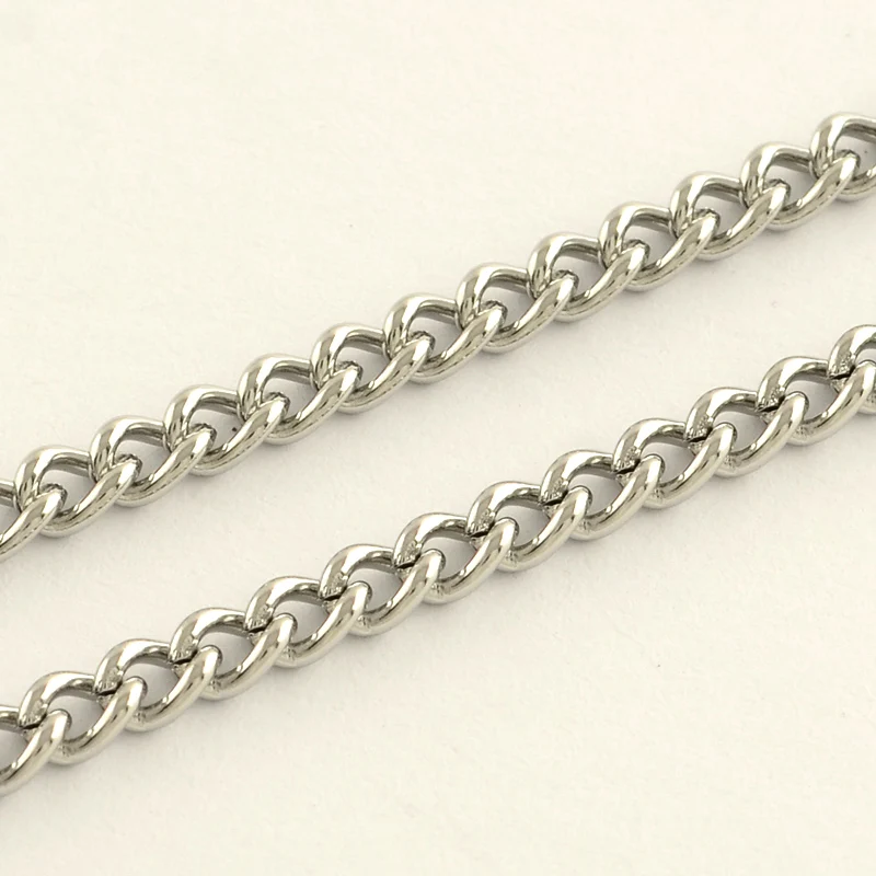 

Pandahall Wholesale 304 Stainless Steel Unwelded Curb Chain, Stainless steel color