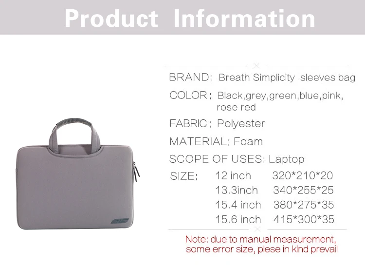 Portable Handle Bag Soft Sleeve Laptop Bag Smart Cover For 12" 13" 15.4"15.6" Tablet PC