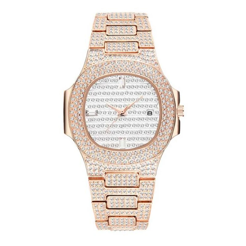 

Luxury Classic Resistant Stainless Steel Case Back full diamond sports watch