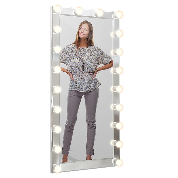 Led Floor Mirrors Full Length Large Size Mirrored Aluminum Alloy Framed