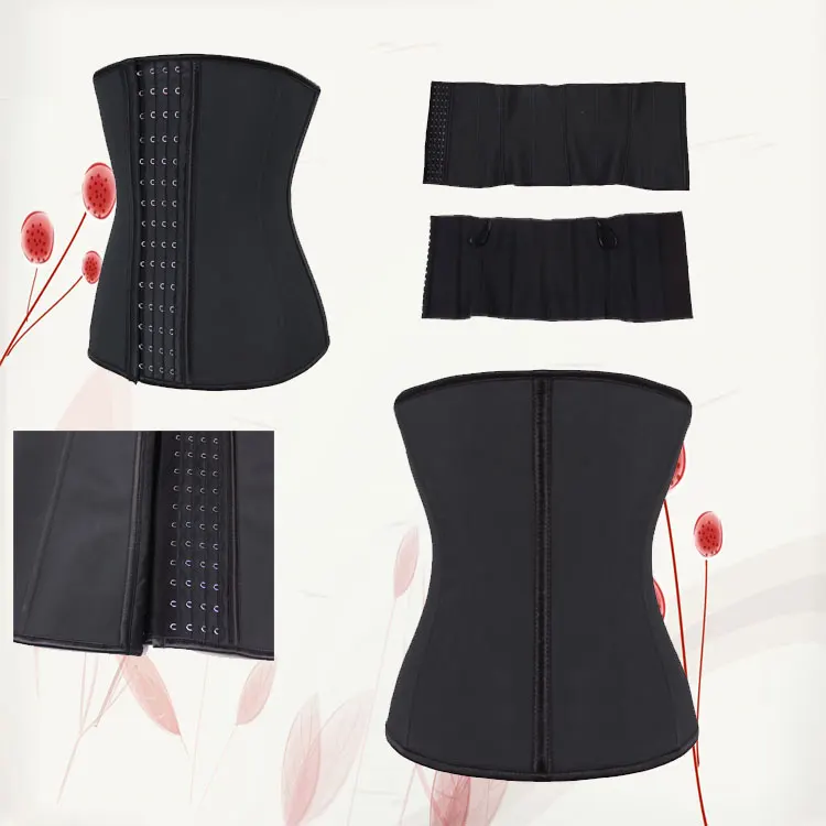 

Black Comfortably 4 Rows Hook Latex Perfect Silhouette Waist Cincher, As shown