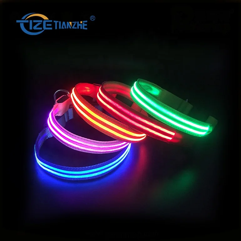 New Nylon Material Pet Collar Leash USB Rechargeable Light Up Dog Collar with LED