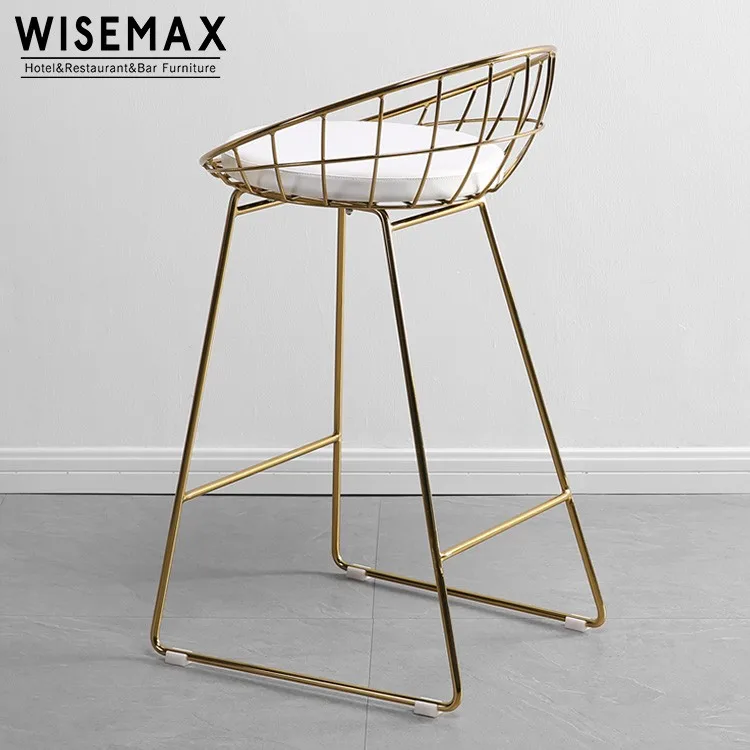 Wholesale Simple Design Luxury Gold Color Stainless Steel Bar Chair