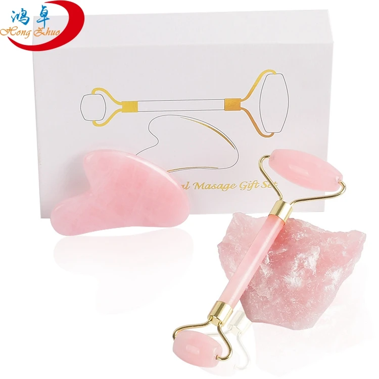 

Wholesale rose quartz guasha tool body care spa box and body gift set