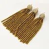 PC1662 Crystal pave cap tiny gold plated hematite beaded tassels