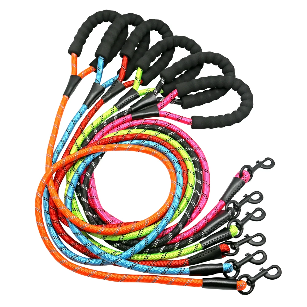 Reflective Round PP Rope Dog Slip Training Lead Walking Running Leash,Pet Products Supplies Dog Training Leash With Soft Handle