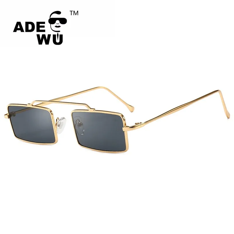 ADE WU STY3420E Skinny Small Square Sunglasses 2019 Women 90s Brand Designer Flat Top Steampunk Rectangular Hipster Sun Glasses
