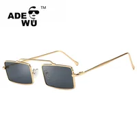 

ADE WU STY3420E Skinny Small Square Sunglasses 2019 Women 90s Brand Designer Flat Top Steampunk Rectangular Hipster Sun Glasses
