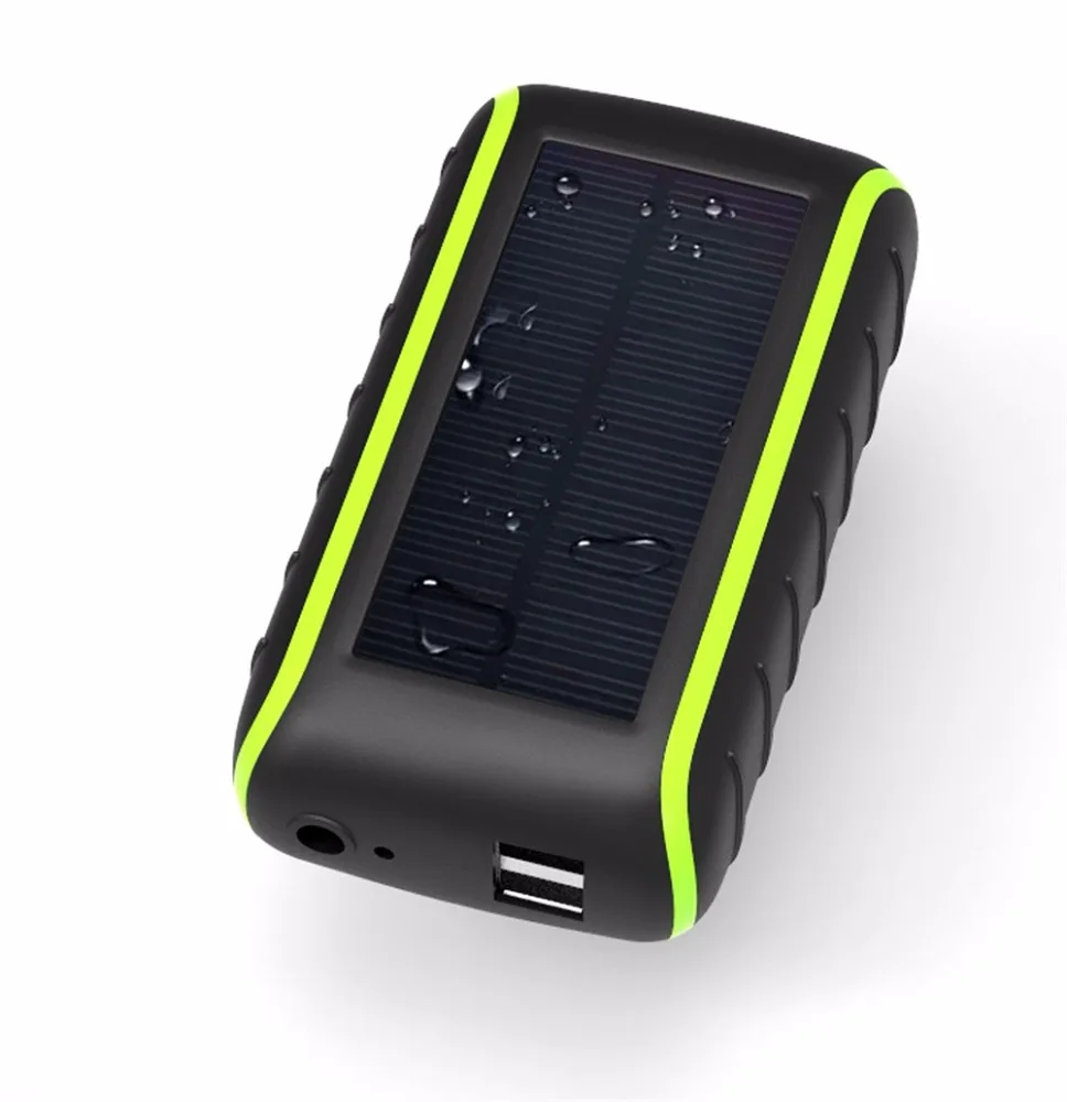 

2019 New Design Dual USB Fast Charging Hand Crank Solar Power Bank Dynamo Mobile Charger, Green, black