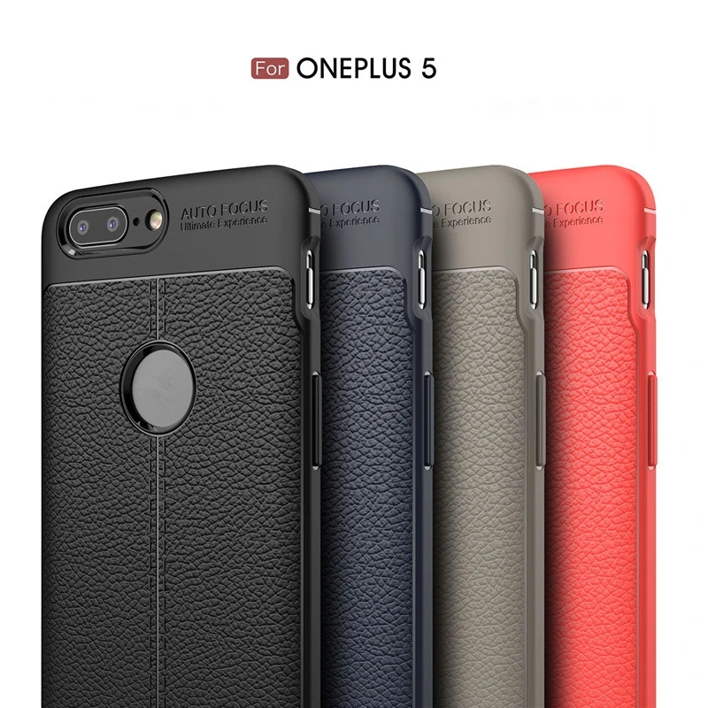Shockproof Case Lichee Pattern Soft tpu case For oneplus 5 Carbon fiber Cover