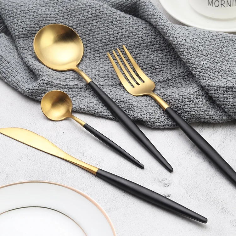 10 Piece Cutlery Personalized Stainless Steel Fork And Spoon Set Gold Cuttlery