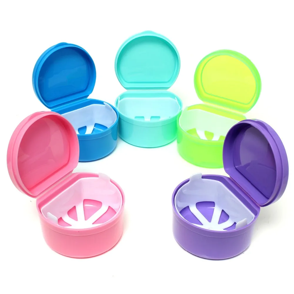 Denture Container Dental Tooth Storage Box Bath Case False Teeth Case Q