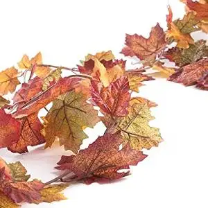 Factory Direct Craft Set of 2 Deep Fall Artificial Maple Leaf Bush for Autumn Home Decor and Fall Flower Arrangements