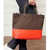 2018 summer 2 tone denim boutique street designer leather trim heavy canvas tote bag shopping bag