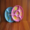 melamine round plate four section chip and dip pincards and pin reader