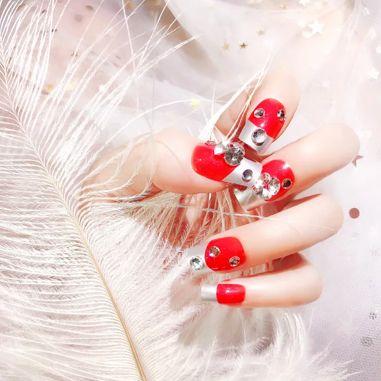 

A13 Japanese 3d pearl white artificial fake nail tips press on pre design french style false finger nail tips wholesale