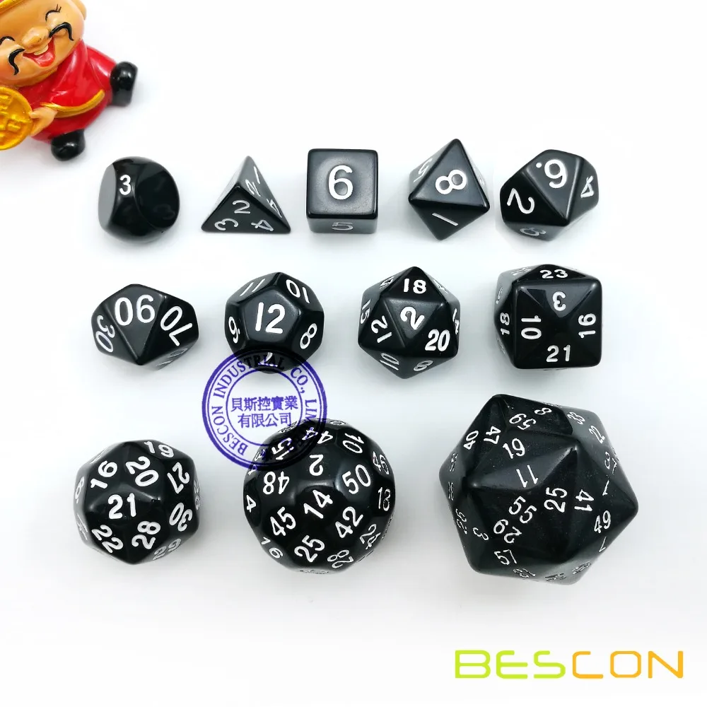 

12pcs Polyhedral Dice Set D3-D60 60 Sides Dice Set D3 D4 D6 D8 D10 D100 D12 D20 D24 D30 D50 D60 RPG Dice Set Black Color