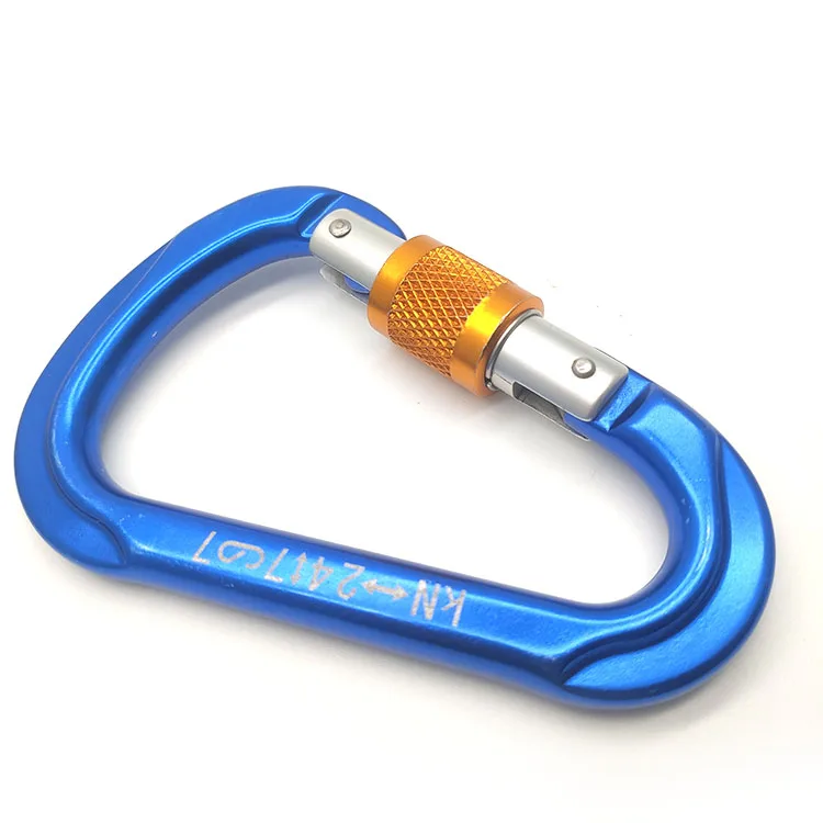 High Quality 25KN Aluminum Hook with Lock Industrial Widely Used Fasteners Carabiner Clips for Climbing/Hiking/Hammock