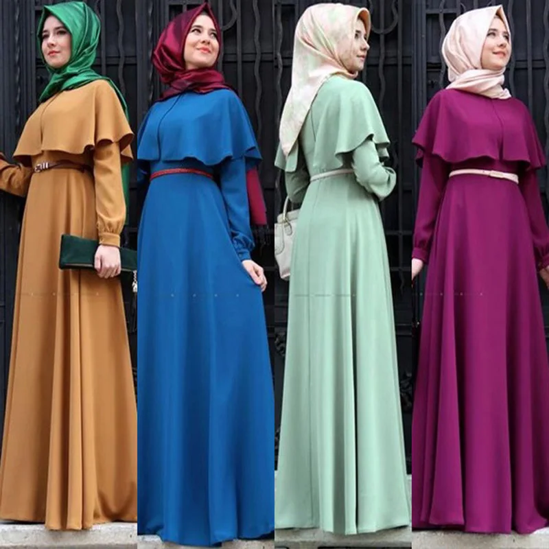 Seller factory walson New Personality Cape style abaya turkish women clothing muslim dress Islamic Cocktail ladies Vintage
