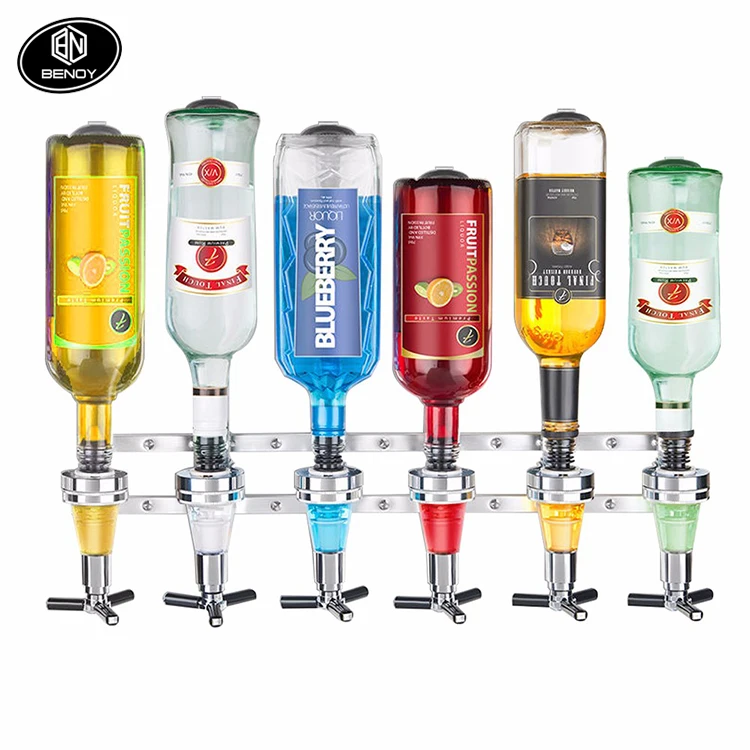 

6 Bottle Wall Mounted Liquor Bar Butler Wine Dispenser Machine Drinking Pourer, As pics