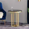 2019 Style elegant easy clean metal legs side table marble corner table