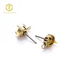 Sterling Silver Color Plating Earring Post Findings Round Stone Setting Jewelry Findings