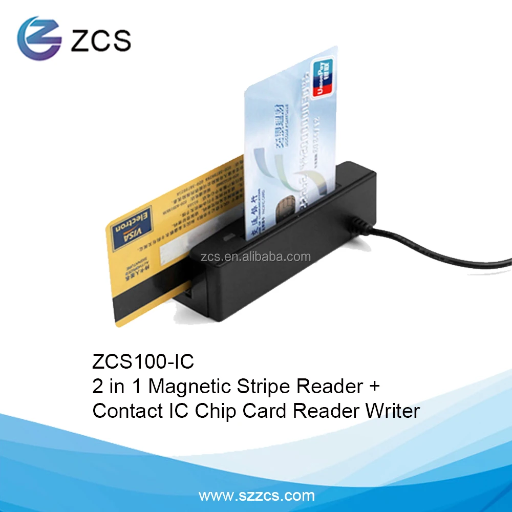 ZCS100-IC USB 3 tracks Magnetic Stripe Reader EMV Smart IC Chip Reader 