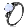 Europe Popular Black Gold Diamond Wedding Rings Tryme Ladies Titanium Plated Tungsten Rings Cats Eyes Crystal Stone Opal Ring