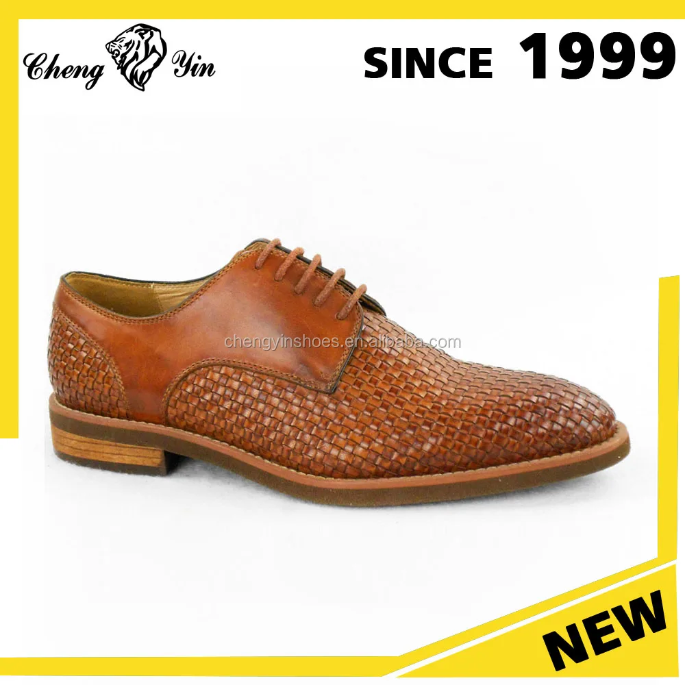 Alibaba Shoes Handmade Fashion Weave Design Loafer Lace Up Genuine