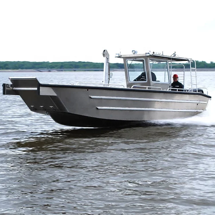 
10m commercial standard aluminum landing craft barge with hydraulic crane 1 ton for sale 