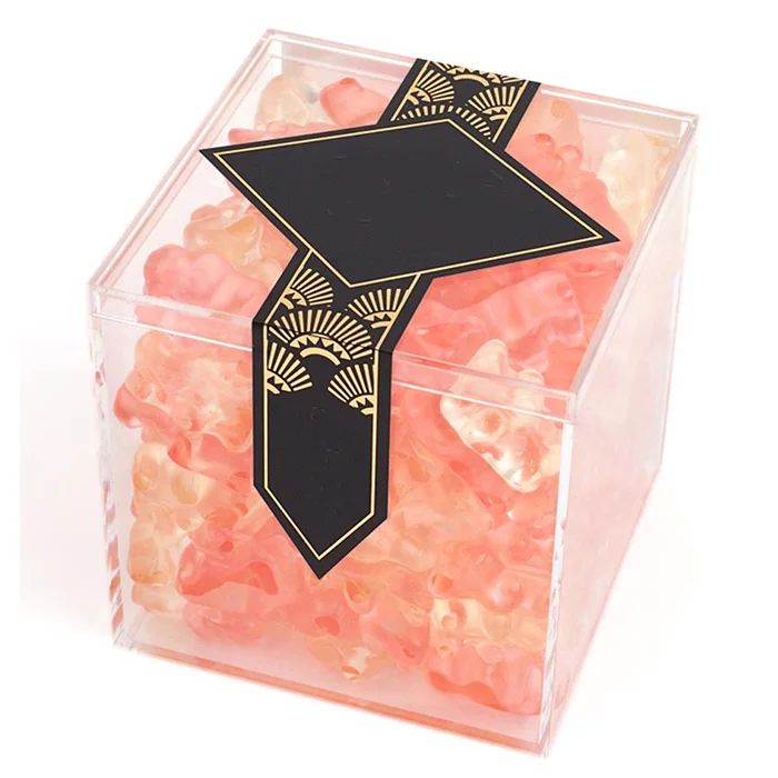 

Decorative Acrylic Candy Cube Package Box Clear Plastic Gummy Bears Cube