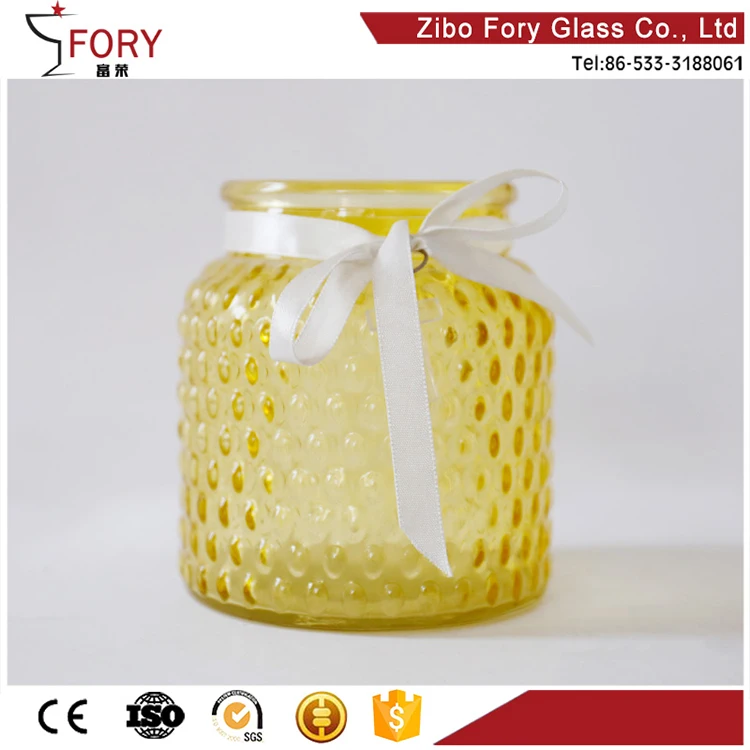 Wedding Decoration Custom Colored Round Hobnail Emboss Glass