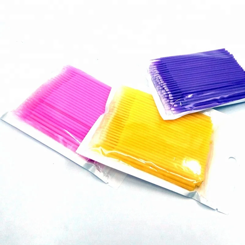 

Colorful Disposable Eyelashes Extension Micro Brush Swab Cotton Applicator BrushesTools, Pink/green/black/green/purple/blue