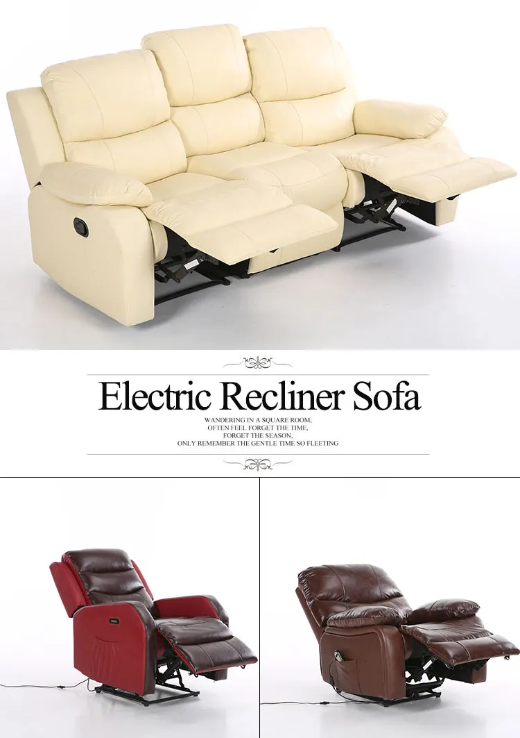 Modern Top Grain Leather 3 Seater Recliner Set Electric 2 1 Auto Top Grain Leather 3 Seater Recliner Set