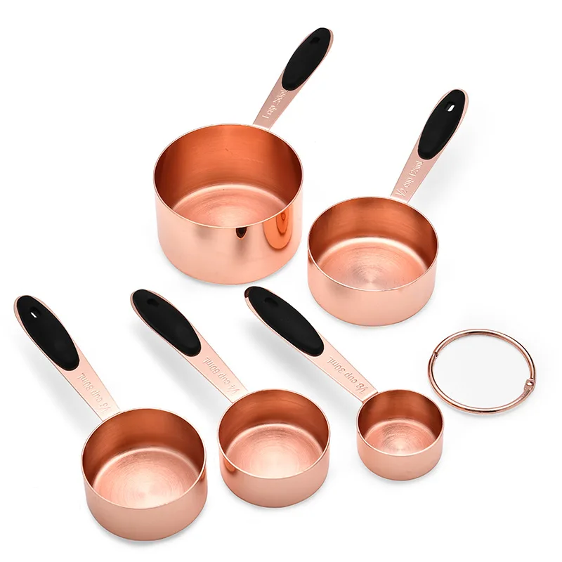High quality Rose gold Stainless steel scale measuring spoon and cup set