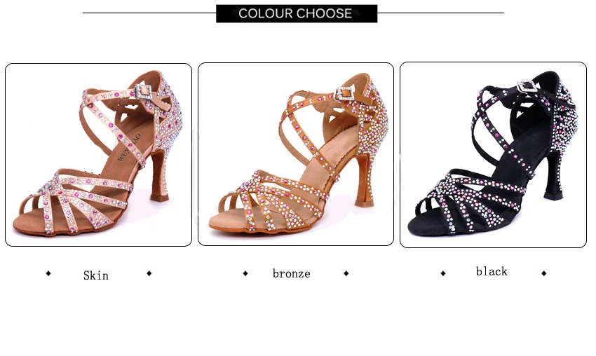 Women Fashion Shoes Salsa Dance Party  Women Latin Dance Shoes Big Small Rhinestone Brilliant Shoes