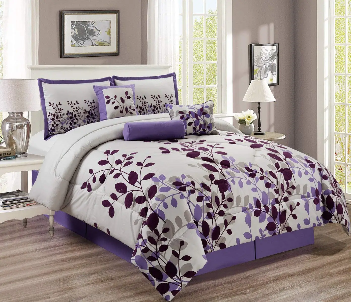 Buy Grand Linen 7-Piece Oversize Fine printed Designer Comforter Set KING Bedding Incl Matching 