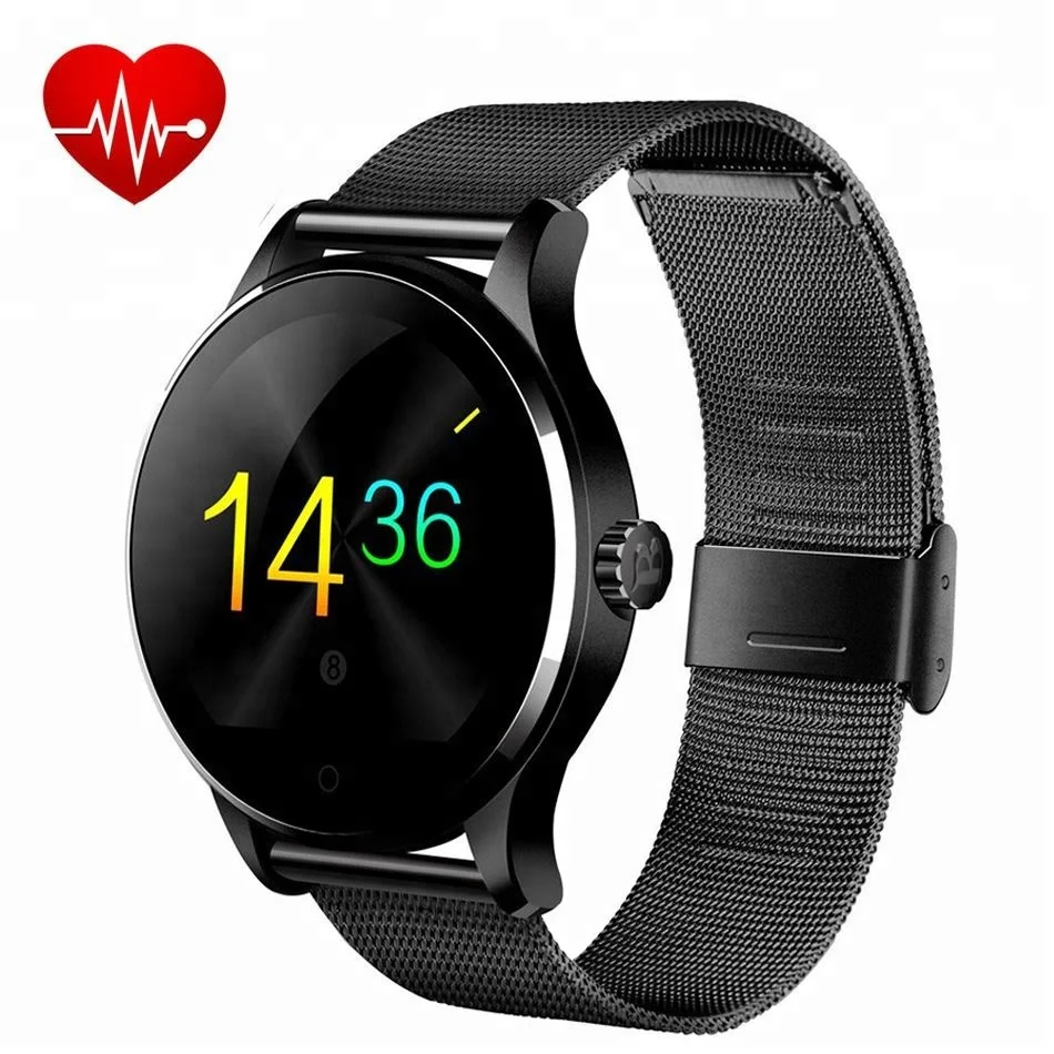 

K88H BT Smart Watch Metal Heart Rate Monitor Smartwatch Sync Phone Message for Android IOS Phone Clock