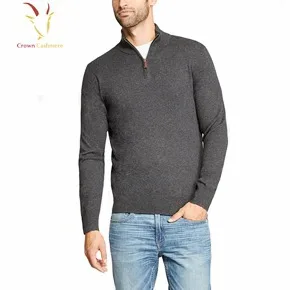 Half Zipper New Men Winter 100% Cashmere High Quality Pullover Sweater