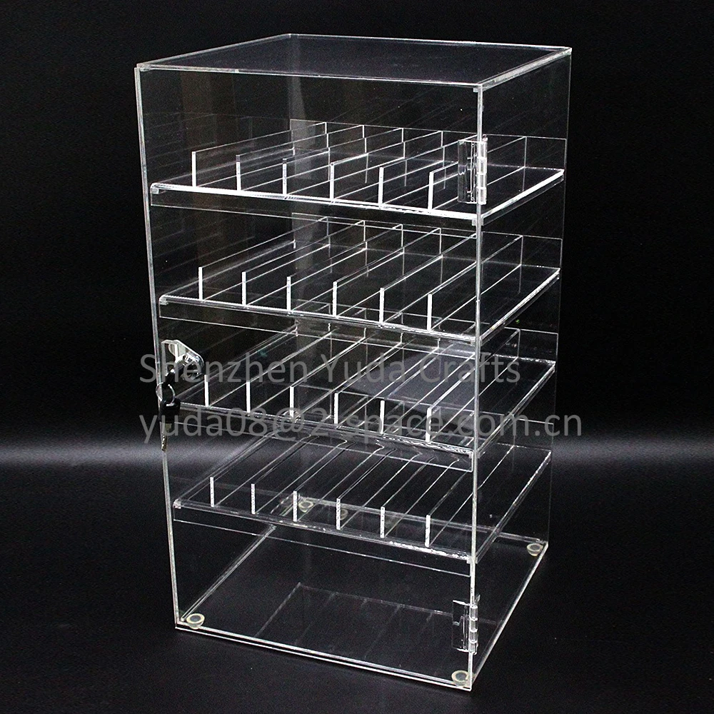 Clear Nail Polish Display Acrylic Locking Perspex Cosmetic Case