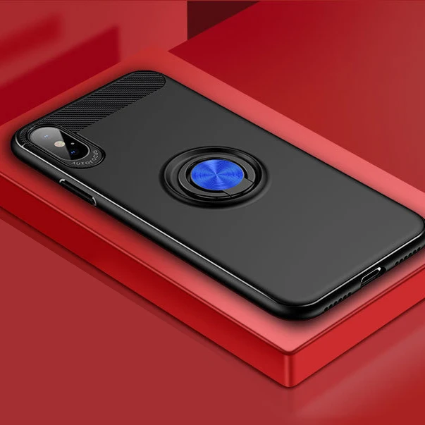 

For iPhone XS TPU Phone Case with Car Magnetic Holder and Ring bracket, N/a