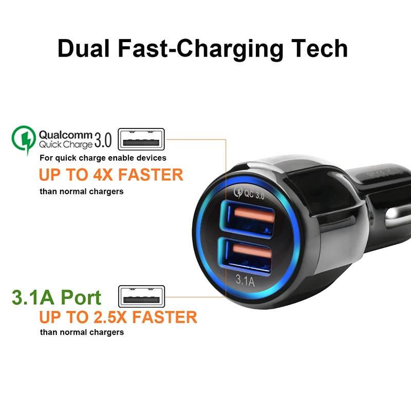 Portable Car Battery Charger 12v Intelligent Mobile Phone Car Charger
