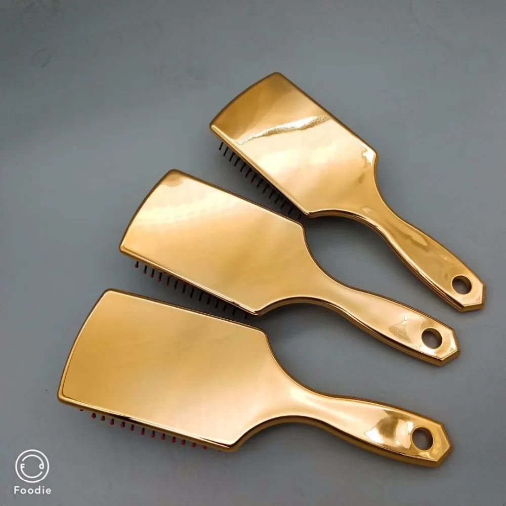Yaeshii Uv Electroplate Plastic Hair Brush Gold Hairbrush Massage Comb