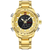 

New Naviforce 9093 Brand Luxury Men Watches Dual Time Clock Lcd Analog Stainless Steel Waterproof Military Quartz Digital Watch